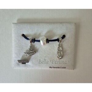 Bella Perlina My Favorite Cruise Silver Tone Cruise Ship Flip Flop Pearl Charms